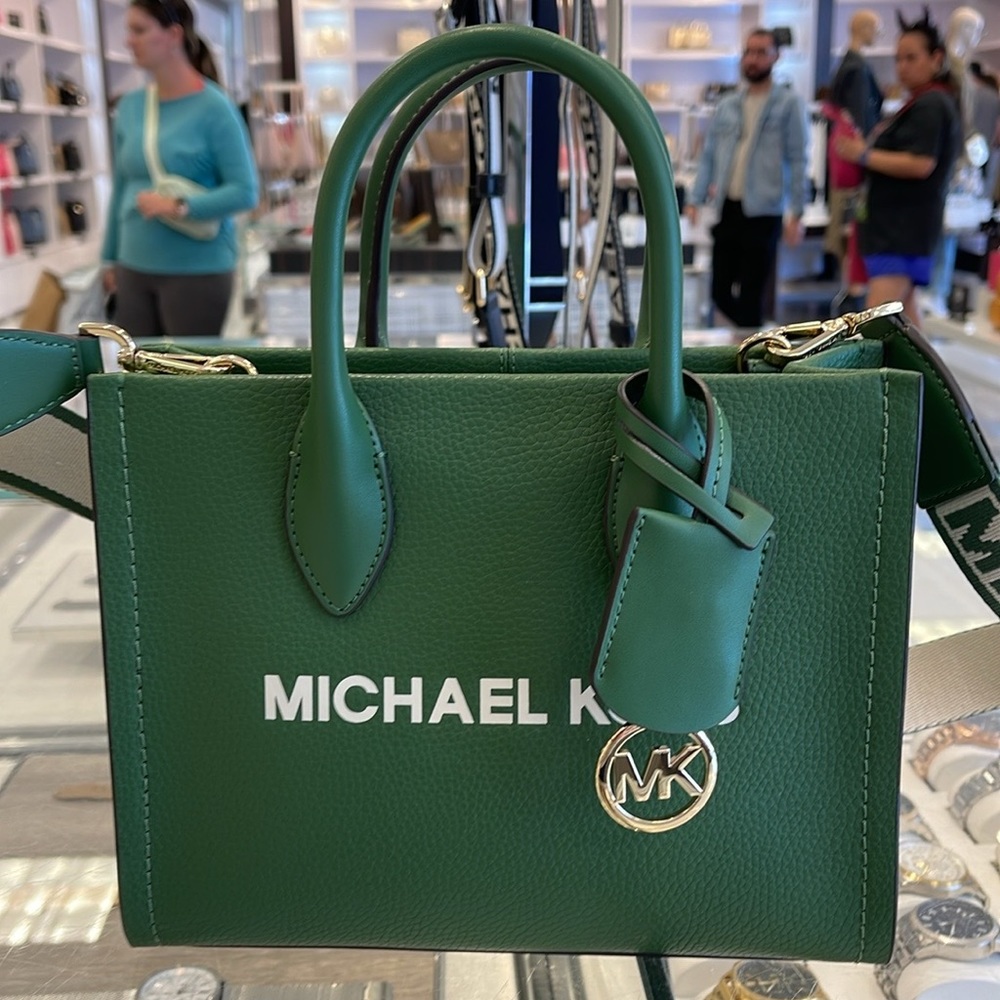 MICHAEL KORS 
Mirella Small Pebbled Leather Crossbody Bag Fern Green NWT